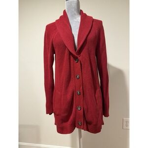 Pendleton Women's XL Red Shawl Collar Cozy Cabin Cardigan Sweater Open Knit‎